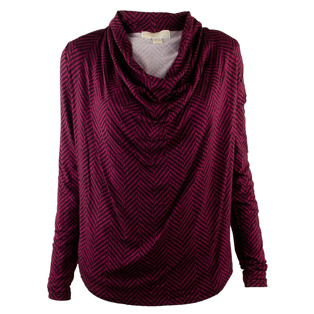NWT Michael Kors Women's Draped Herringbone-Print Blouse Top-SP-XS $79.5